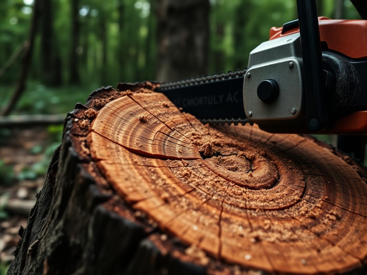 Fresh cut tree stump after stump grinding